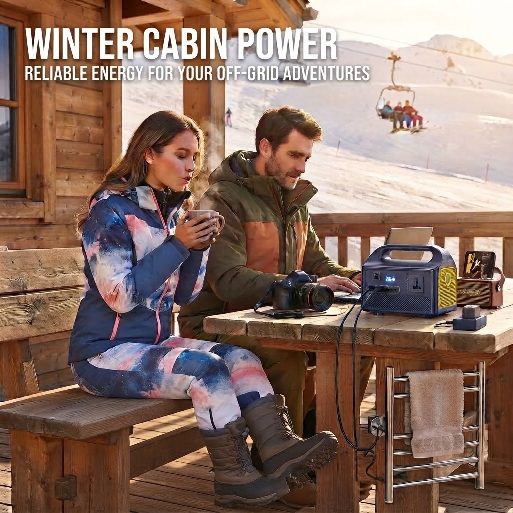300W Portable Power Station 256Wh LiFePO4 Solar Generator with AC Outlet USB QC3.0 for Camping RV Emergency