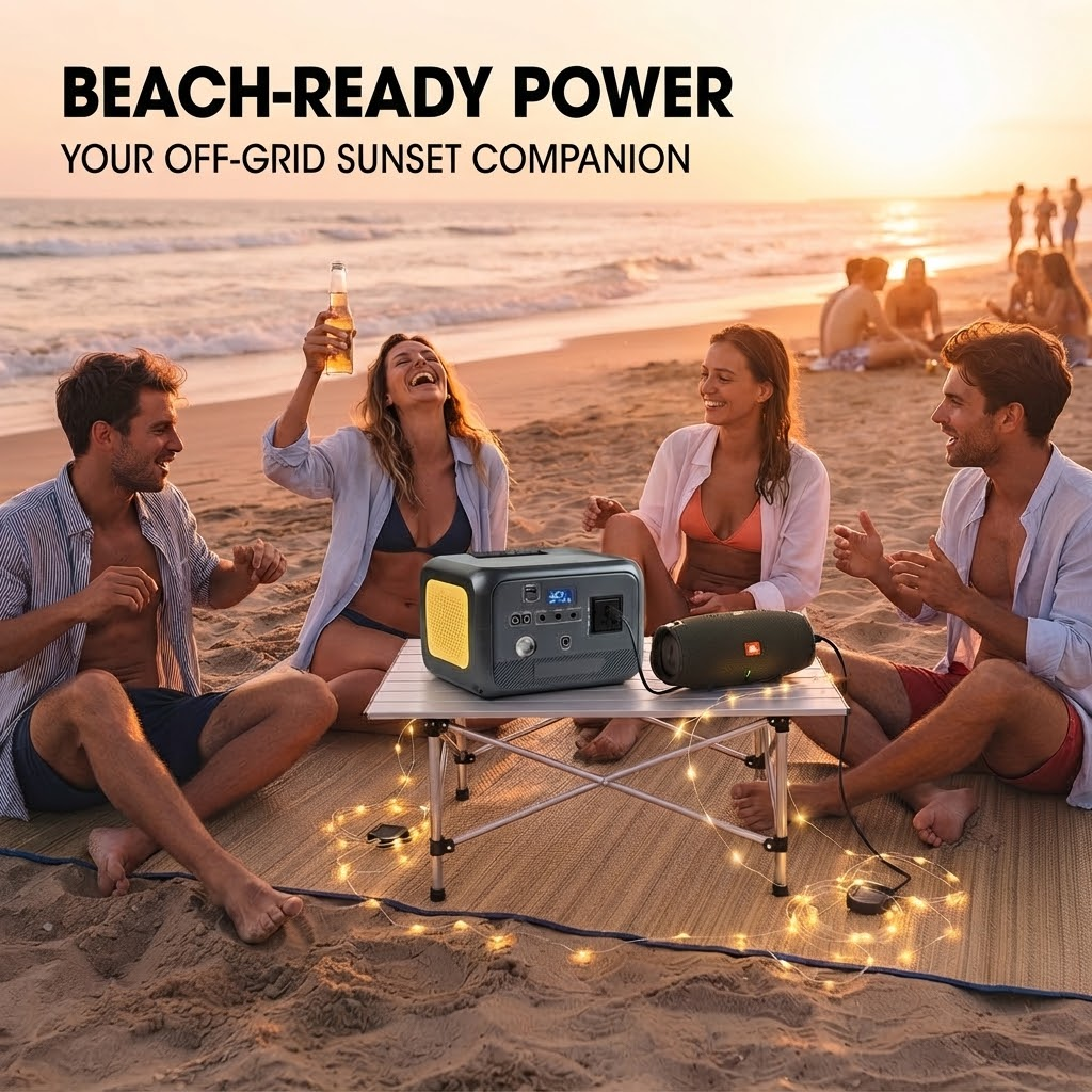 300W Portable Power Station 384Wh LiFePO4 Solar Generator with AC Outlet USB QC3.0 for Camping RV Emergency