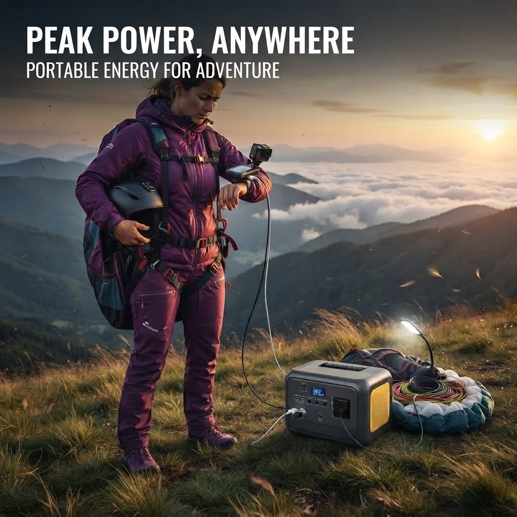 300W Portable Power Station 384Wh LiFePO4 Solar Generator with AC Outlet USB QC3.0 for Camping RV Emergency