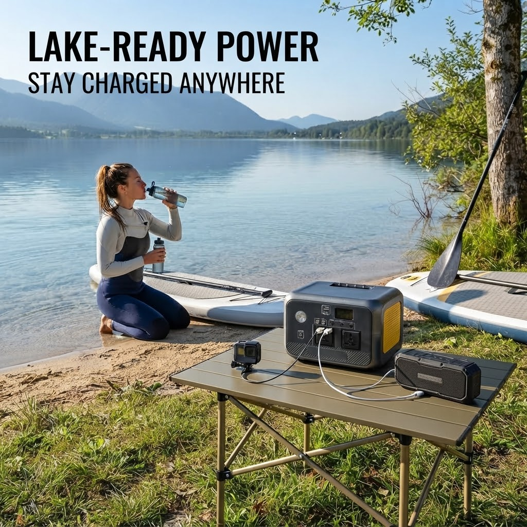 600W Portable Power Station 512Wh LiFePO4 Solar Generator with Dual AC Outlets, Wireless Charging & USB QC3.0 for Camping RV Emergency