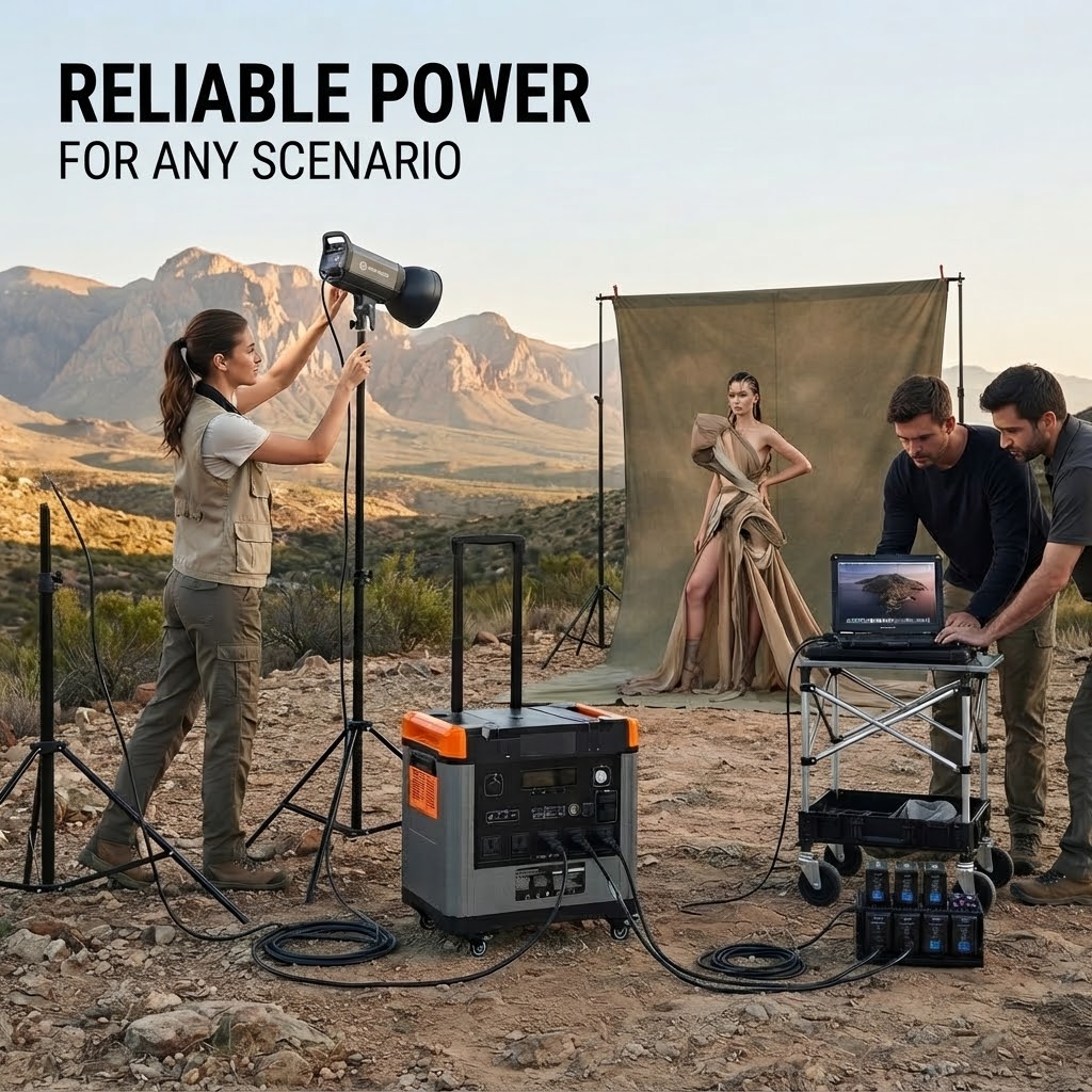 Large Capacity Trolley Portable Energy Storage Power Station 3000W Pure Sine Wave QC3.0 Type-C 15W Wireless Charging Off-Grid Power Source
