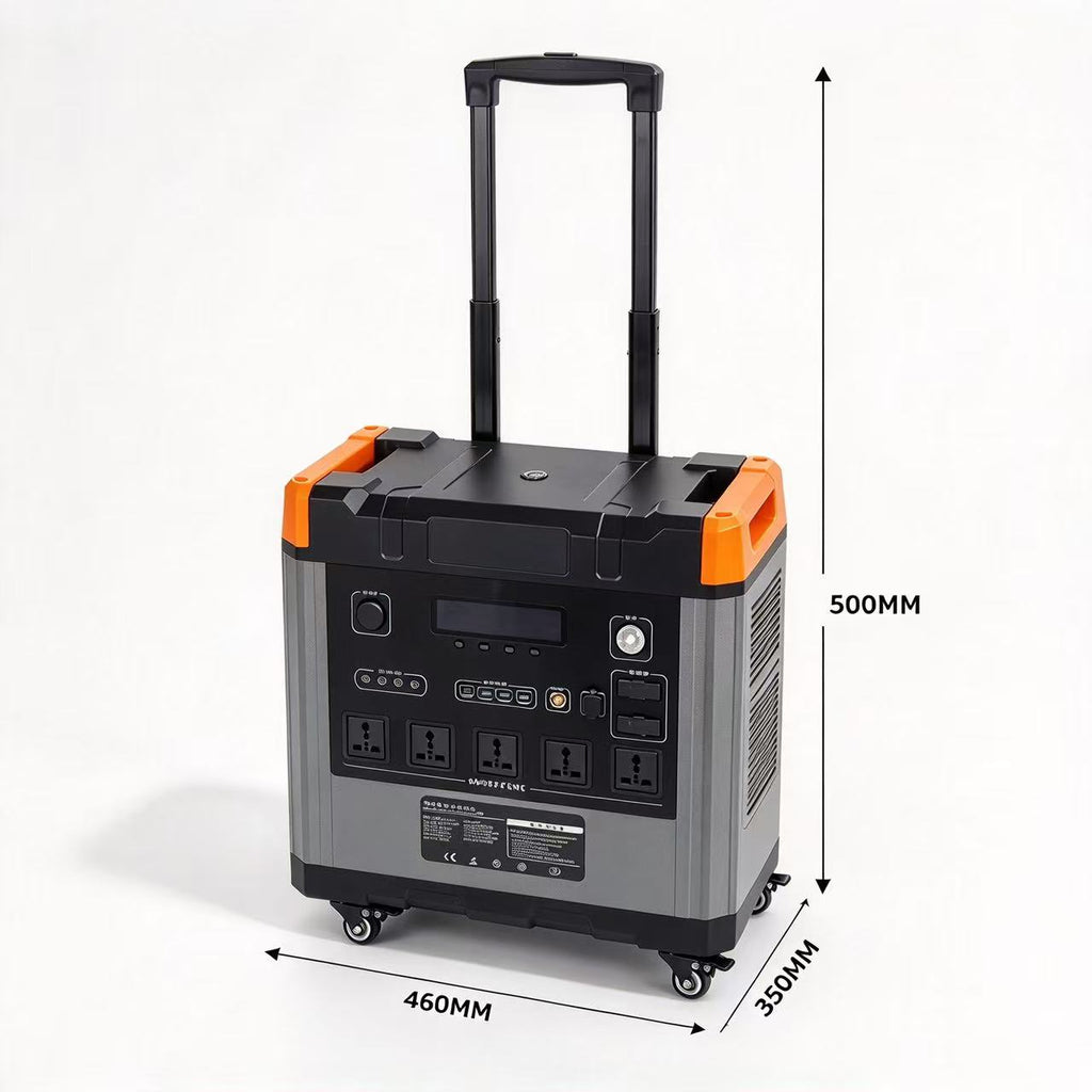 Large Capacity Trolley Portable Energy Storage Power Station 3000W Pure Sine Wave QC3.0 Type-C 15W Wireless Charging Off-Grid Power Source