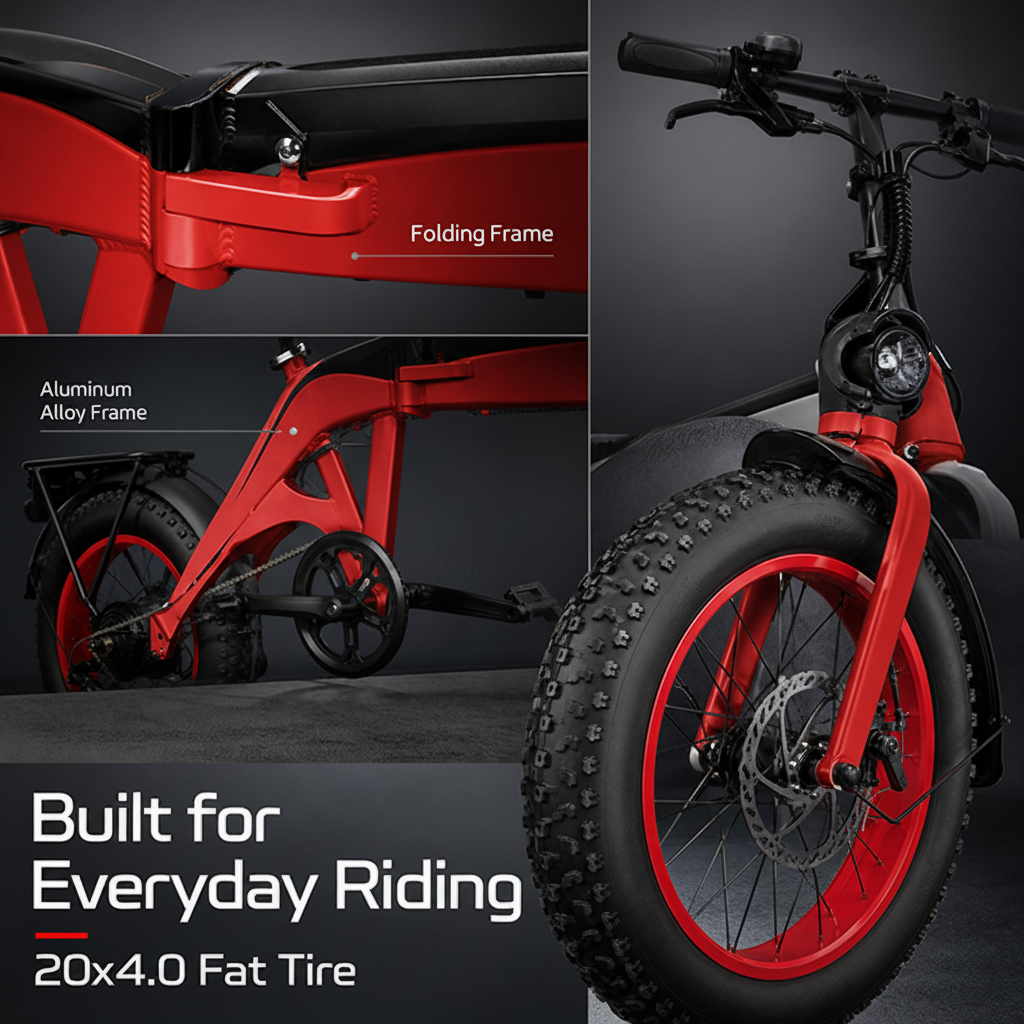 Foldable Aluminum Alloy Electric Bike 20x40 Fat Tire E Bicycle with 500W Motor for Urban Daily Commute Travel