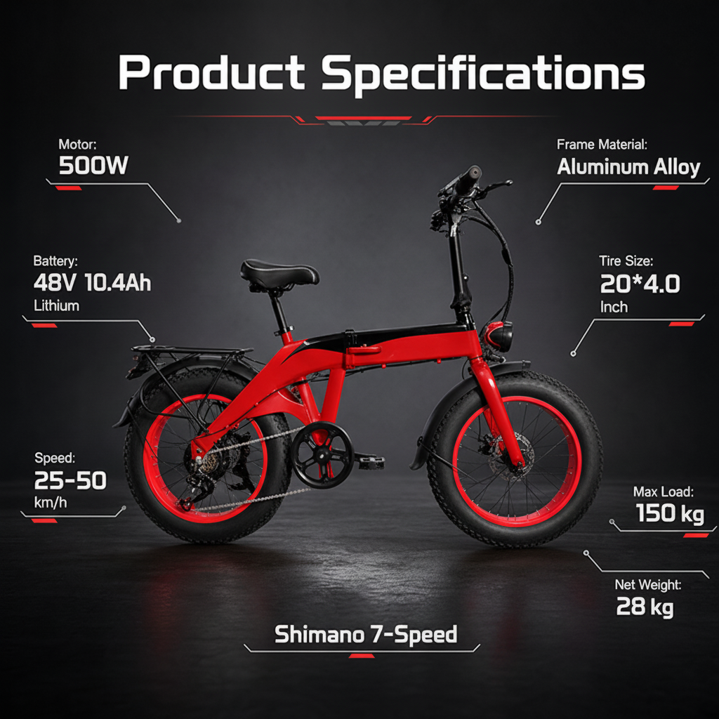 Foldable Aluminum Alloy Electric Bike 20x40 Fat Tire E Bicycle with 500W Motor for Urban Daily Commute Travel